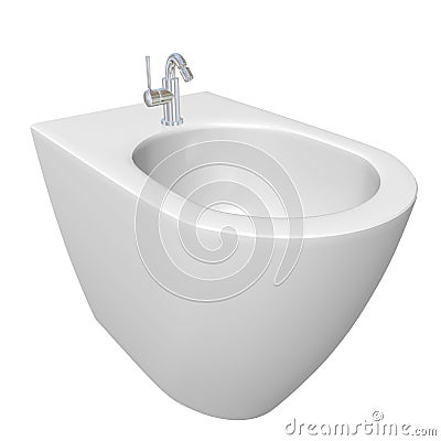 Round bidet design for bathrooms. 3D illustration Cartoon Illustration