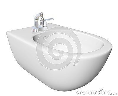 Round bidet design for bathrooms. 3D illustration Cartoon Illustration