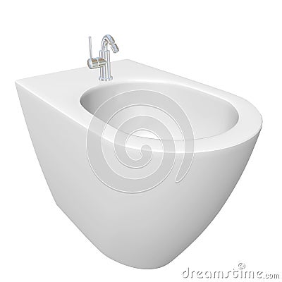 Round bidet design for bathrooms. 3D illustration Cartoon Illustration