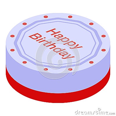 Round birthday cake icon, isometric style Vector Illustration