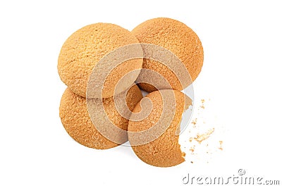 Round biscuits with crumbs Stock Photo