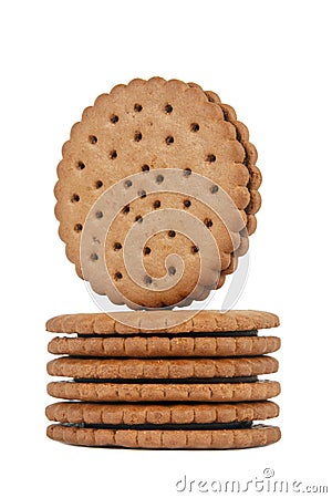 Round biscuits stack Stock Photo