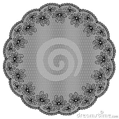 Round black lacy frame Vector Illustration