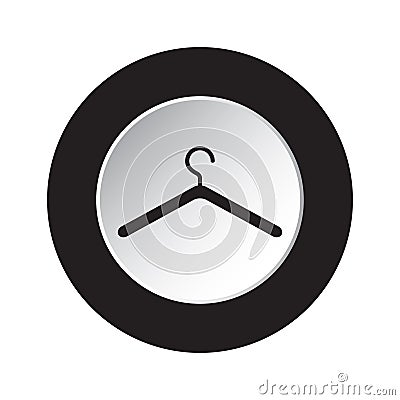 Round black and white button - clothes hanger icon Vector Illustration