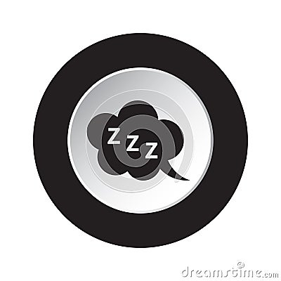 Round black, white button - ZZZ speech bubble icon Vector Illustration