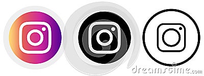 Instagram logo with vector Ai file rounded Black & White Editorial Stock Photo