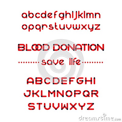 Round Blood Font set Vector Illustration