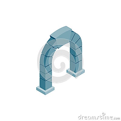 Round blue arch icon, isometric 3d style Vector Illustration