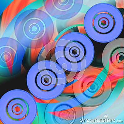 Round blue Digital Textile design, mixing color, cyan color Stock Photo