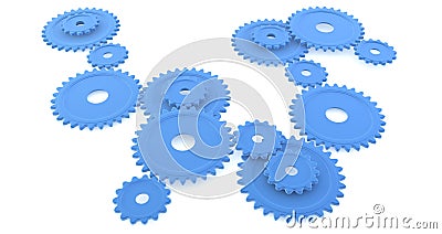 Round Blue Gears Stock Photo