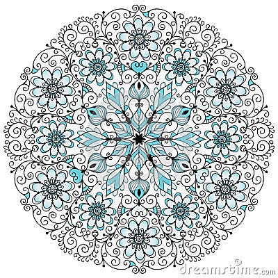 Floral lacy vintage round pattern Vector Illustration