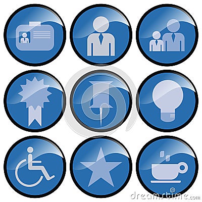 Round Blue Icon Buttons Stock Photo