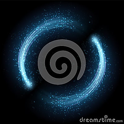 Round blue light sparkling. Realistic magic fire Vector Illustration