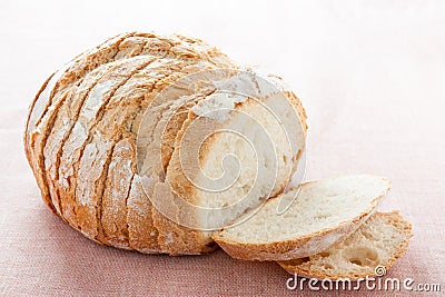 Round bread cut Stock Photo