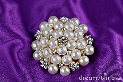 Round brooch with pearls Stock Photo