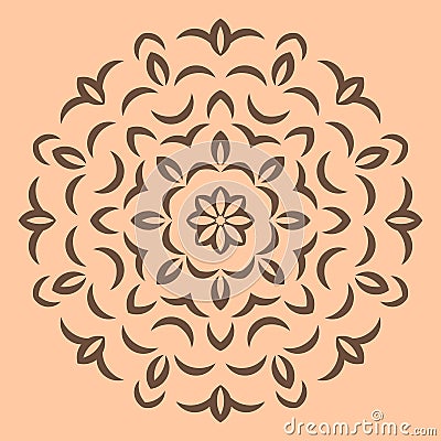 Round brown flower pattern on beige background Vector Illustration