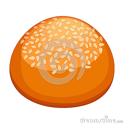 Round bun covered in sesame realistic style illustration Vector Illustration