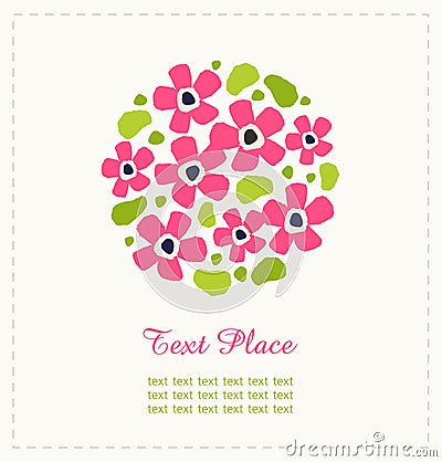 Round bunch of flowers. Cute flowers bouquet. Can be used for greeting and wedding cards, gifts, postcards, invitations. Round Vector Illustration