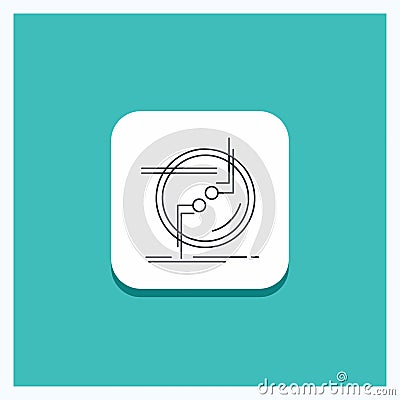 Round Button for chain, connect, connection, link, wire Line icon Turquoise Background Vector Illustration