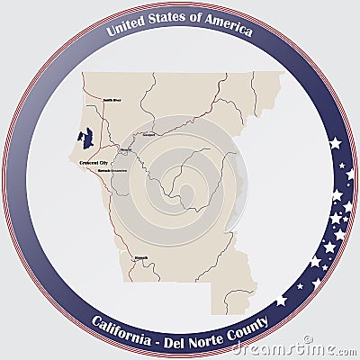 Map of Del Norte County in California Vector Illustration