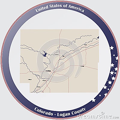 Map of Logan County in Colorado Vector Illustration