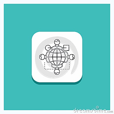 Round Button for Function, instruction, logic, operation, meeting Line icon Turquoise Background Vector Illustration