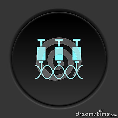 Round button icon, Genes, syringe. Button banner round, badge interface for application illustration Cartoon Illustration