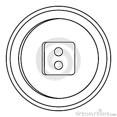 Round button icon, outline style Vector Illustration