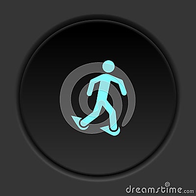 Round button icon Walking with snowshoes. Button banner round badge interface for application illustration Cartoon Illustration