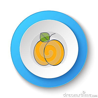 Round button for web icon, apricot. Button banner round, badge interface for application illustration Cartoon Illustration