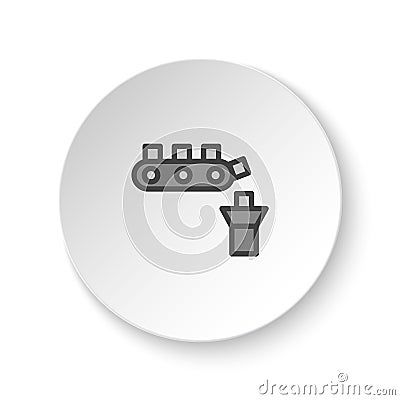 Round button for web icon, assembly line, conveyor belt. Button banner round, badge interface for application illustration Cartoon Illustration