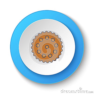 Round button for web icon, biscuit. Button banner round, badge interface for application illustration Cartoon Illustration