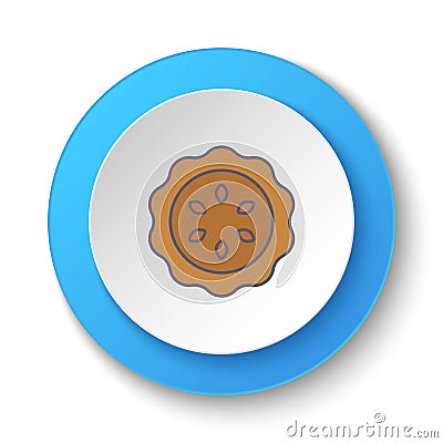 Round button for web icon, biscuit. Button banner round, badge interface for application illustration Cartoon Illustration
