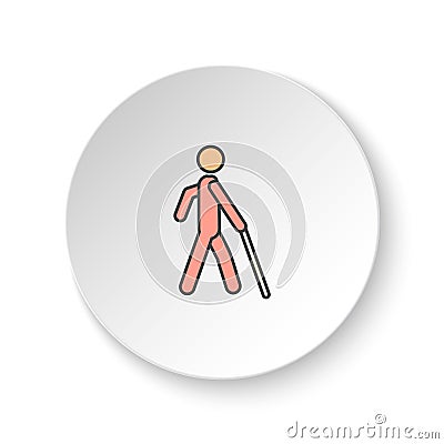 Round button for web icon, Blind man silhouette. Button banner round, badge interface for application illustration Cartoon Illustration
