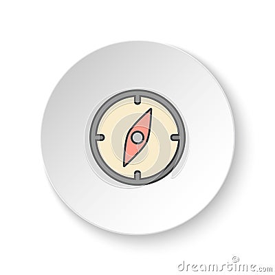 Round button for web icon, Compass. Button banner round, badge interface for application illustration Cartoon Illustration