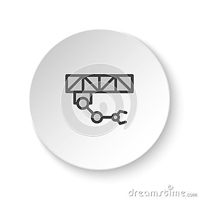 Round button for web icon, crane robot, industrial arm. Button banner round, badge interface for application illustration Cartoon Illustration