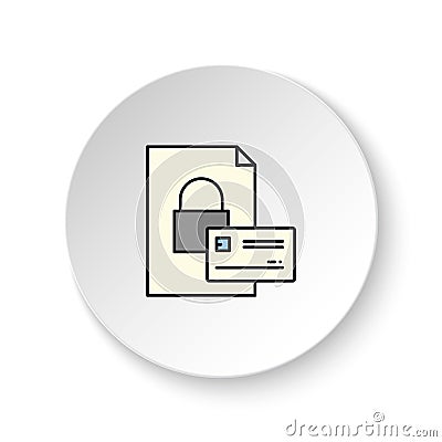 Round button for web icon, credit card, key. Button banner round, badge interface for application illustration Cartoon Illustration