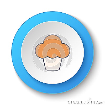 Round button for web icon, cupcake. Button banner round, badge interface for application illustration Cartoon Illustration