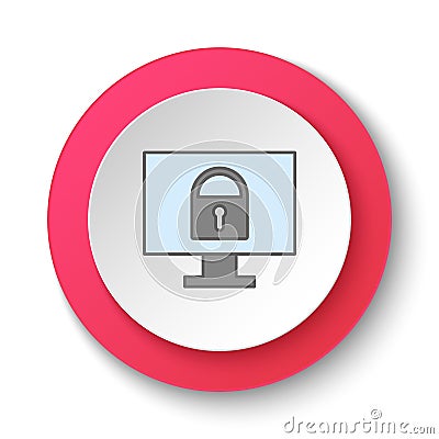Round button for web icon, Database server clock monitor. Button banner round, badge interface for application illustration Cartoon Illustration