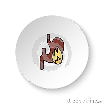 Round button for web icon, Diseases, stomach, heartburn. Button banner round, badge interface for application illustration Cartoon Illustration