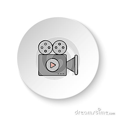 Round button for web icon, film, introduction, video. Button banner round, badge interface for application illustration Cartoon Illustration