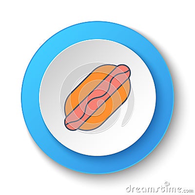 Round button for web icon, hotdog. Button banner round, badge interface for application illustration Cartoon Illustration