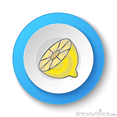 Round button for web icon, lemon. Button banner round, badge interface for application illustration Cartoon Illustration