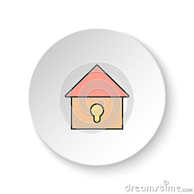 Round button for web icon, Locked house. Button banner round, badge interface for application illustration Cartoon Illustration