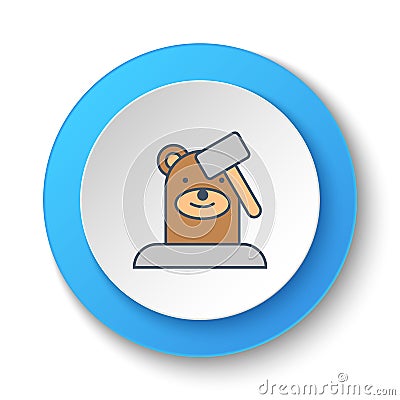 Round button for web icon. Mole game, whack, retro, arcade. Button banner round, badge interface for application illustration Cartoon Illustration