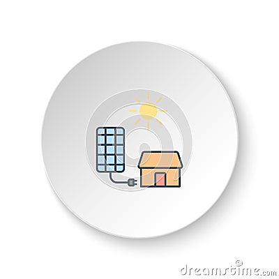 Round button for web icon, solar, charger, home. Button banner round, badge interface for application illustration Cartoon Illustration