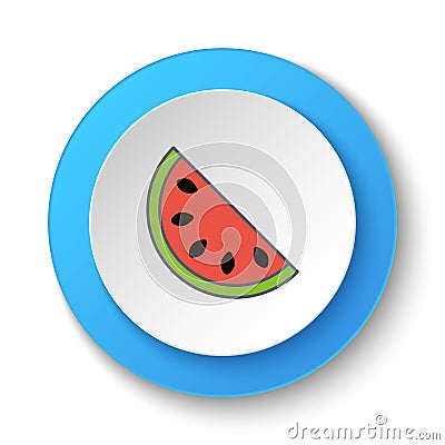 Round button for web icon, watermelon. Button banner round, badge interface for application illustration Cartoon Illustration