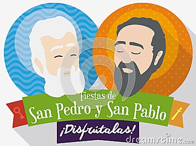 Round Buttons with Saints Peter and Paul Faces for Feast, Vector Illustration Vector Illustration