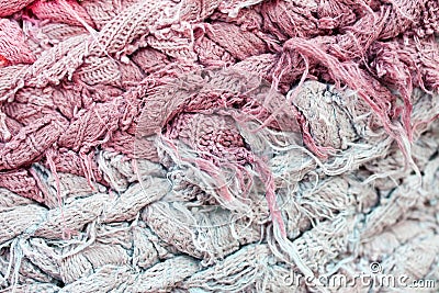 Round carpet of knitted threads Stock Photo