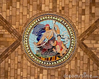 Round Ceiling Mosaic in the Nebraska State Capitol Editorial Stock Photo